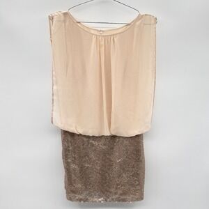 Vintage Cache Sequins Sheer Overlay Mini Dress Party Cocktail Metallic Size 2